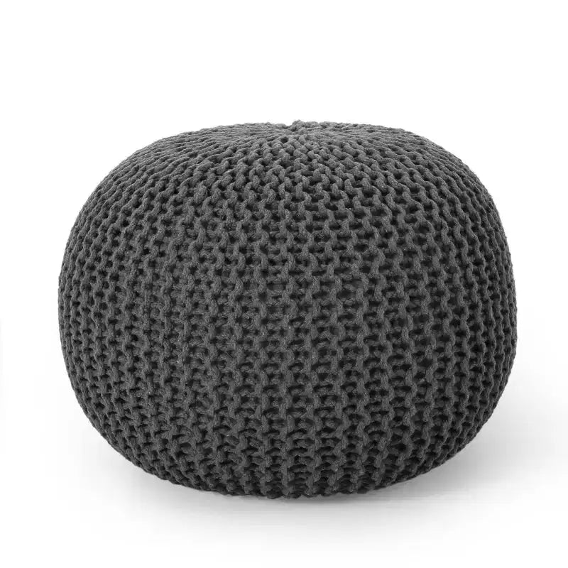 Moderner runder Pouf Ottoman aus gestrickter Baumwolle