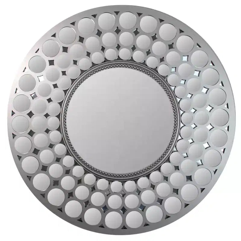 Northlight 24.75 Silver Cascading Orbs Round Wall Mirror