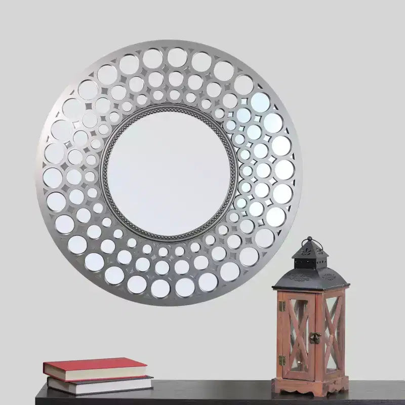 24.75 Inch Silver Cascading Orbs Round Wall Mirror