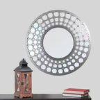 24.75 Inch Silver Cascading Orbs Round Wall Mirror