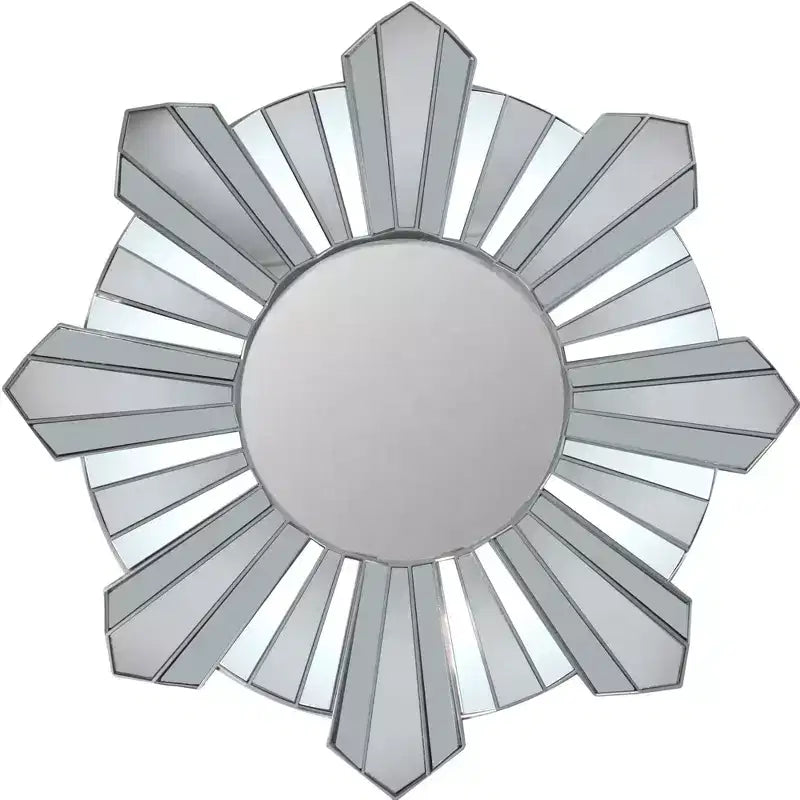 Northlight 25 Silver Matte Sunburst Wave Glass Round Wall Mirror