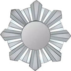 Northlight 25 Silver Matte Sunburst Wave Glass Round Wall Mirror