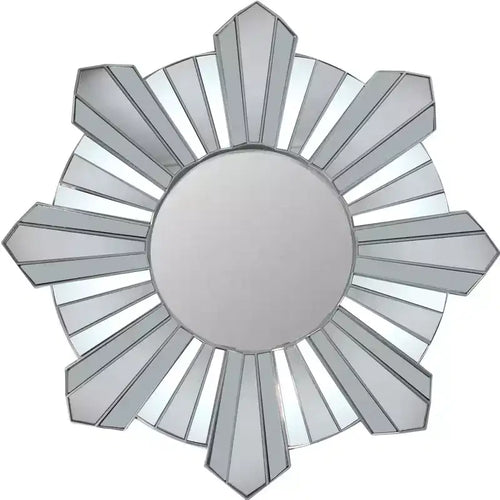 Northlight 25 Silver Matte Sunburst Wave Glass Round Wall Mirror