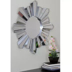 25" Silver Sunburst Round Wall Mirror
