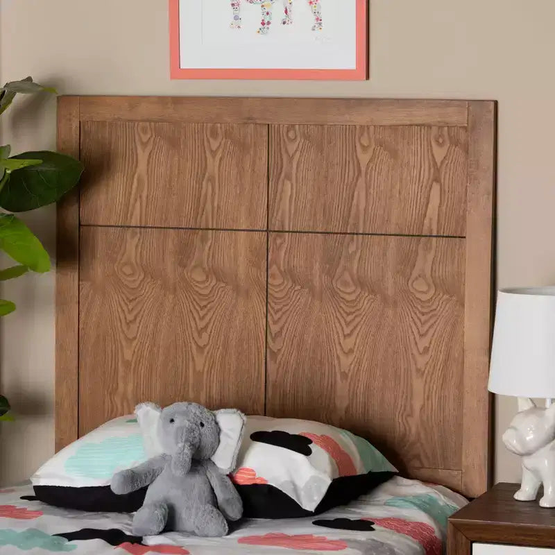 Modern Rustic Wood Headboard - Walnut Finish