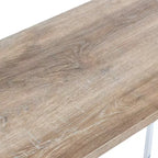 Console Sofa Table with Wood Grain Top and White Metal Frame