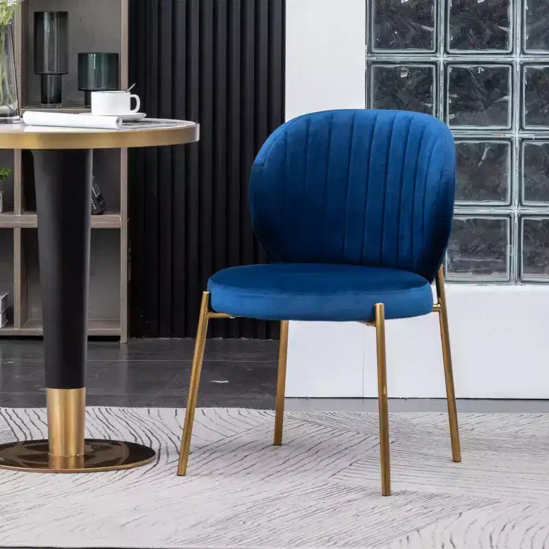 Contemporary Velvet Upholstery Dining Chair, Blue