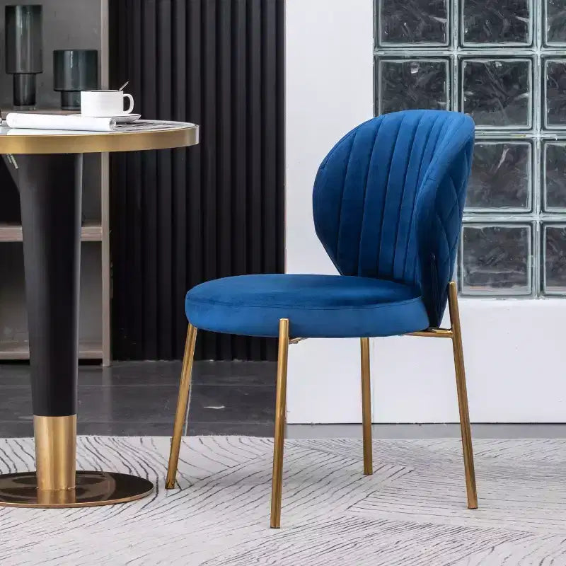 Contemporary Velvet Upholstery Dining Chair, Blue